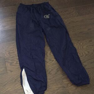 Blue vintage GT Georgia Tech Cross Retro Team Nylon Running work out Run pants L